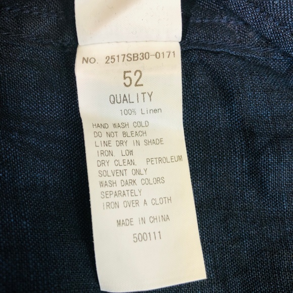 Azul Japanese Navy Blue Linen Button Down Shirt 52 - Picture 8 of 8